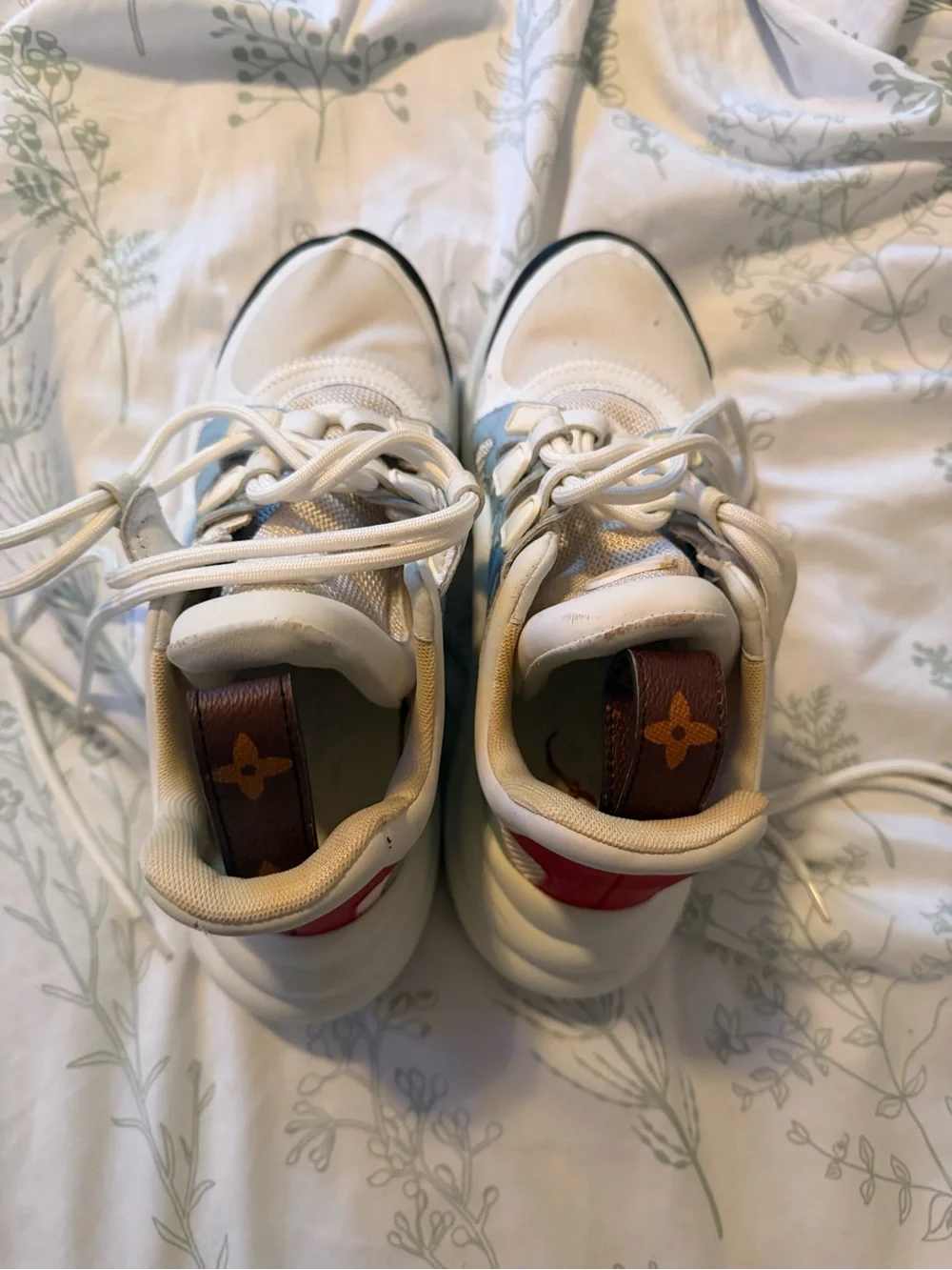 Louis Vuitton White, Light Blue and Red Women's Chunky Sneakers